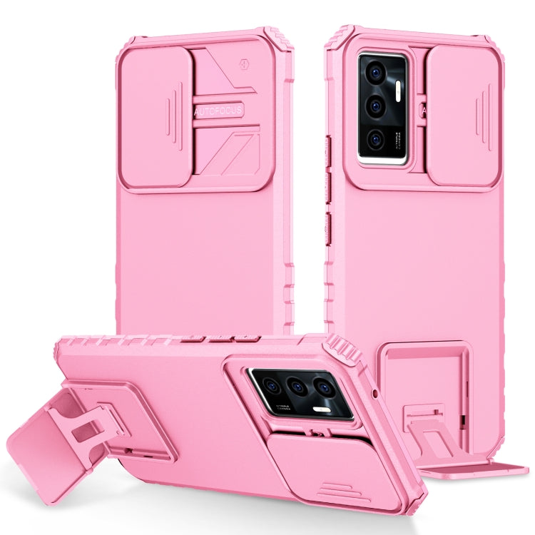 For vivo V23e / S10e 5G Stereoscopic Holder Sliding Camshield Phone Case