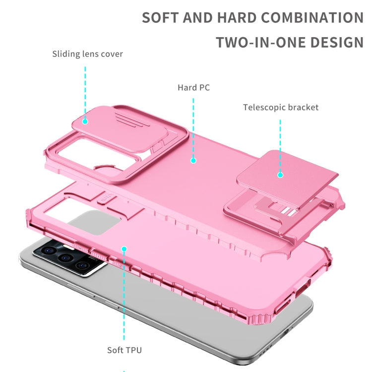 For vivo V23e / S10e 5G Stereoscopic Holder Sliding Camshield Phone Case