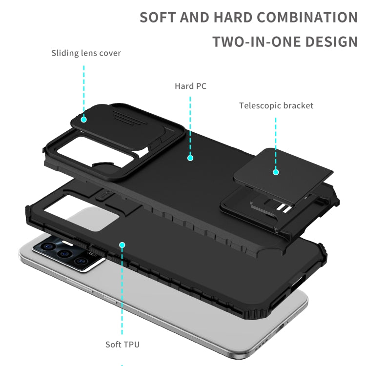 For vivo V23e / S10e 5G Stereoscopic Holder Sliding Camshield Phone Case