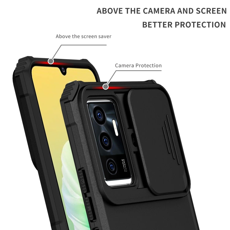 For vivo V23e / S10e 5G Stereoscopic Holder Sliding Camshield Phone Case