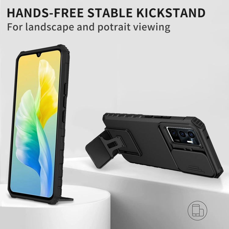 For vivo V23e / S10e 5G Stereoscopic Holder Sliding Camshield Phone Case