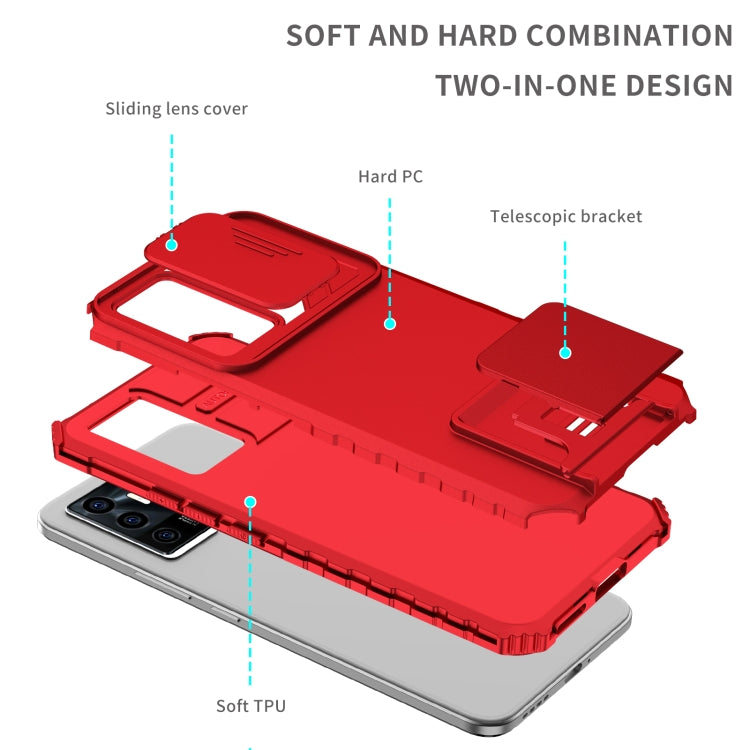 For vivo V23e / S10e 5G Stereoscopic Holder Sliding Camshield Phone Case