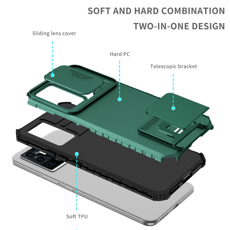 For vivo V23e / S10e 5G Stereoscopic Holder Sliding Camshield Phone Case