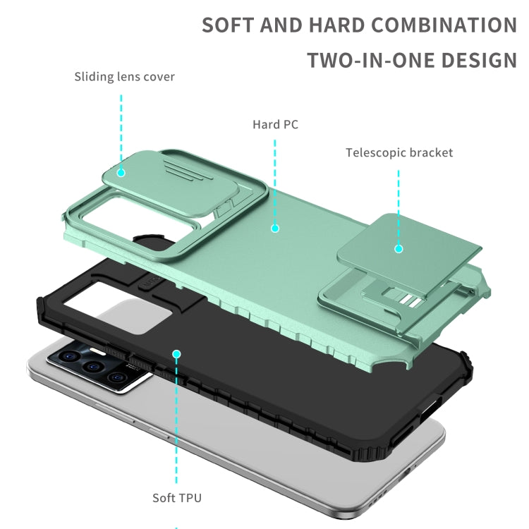 For vivo V23e / S10e 5G Stereoscopic Holder Sliding Camshield Phone Case