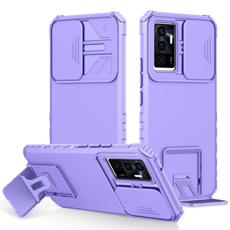 For vivo V23e / S10e 5G Stereoscopic Holder Sliding Camshield Phone Case