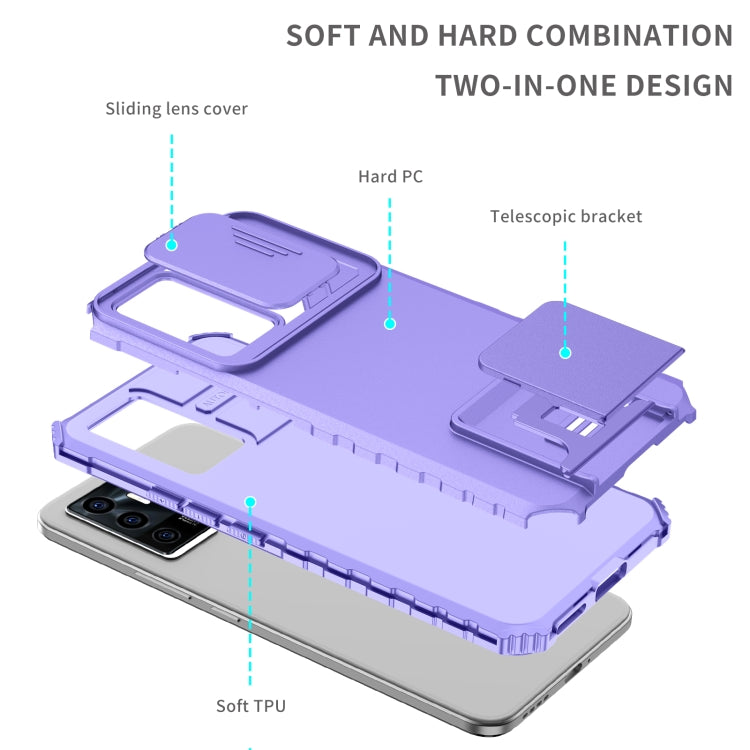 For vivo V23e / S10e 5G Stereoscopic Holder Sliding Camshield Phone Case
