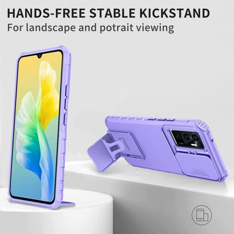 For vivo V23e / S10e 5G Stereoscopic Holder Sliding Camshield Phone Case