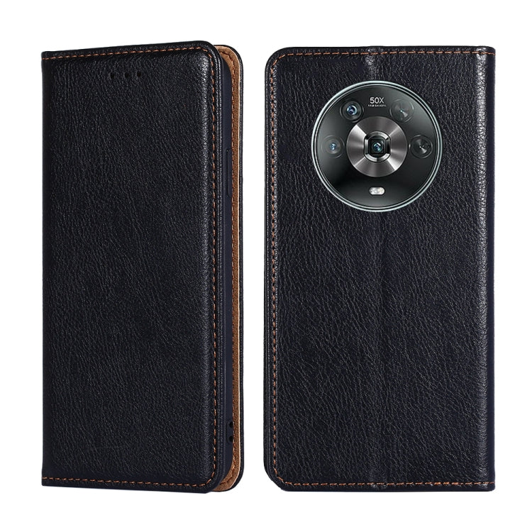 For Honor Magic4 Gloss Oil Solid Color Magnetic Flip Leather Phone Case