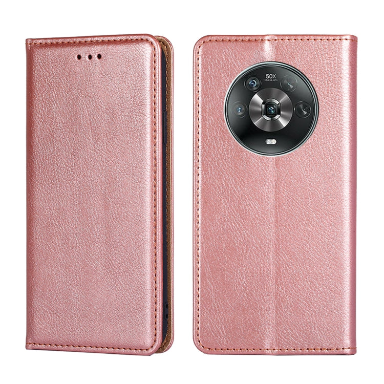 For Honor Magic4 Gloss Oil Solid Color Magnetic Flip Leather Phone Case