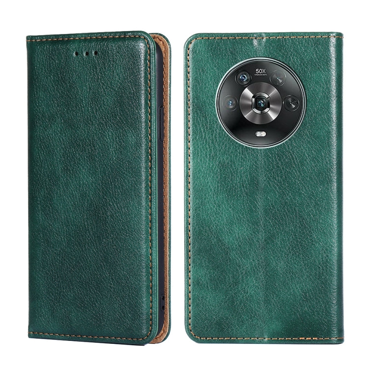 For Honor Magic4 Gloss Oil Solid Color Magnetic Flip Leather Phone Case