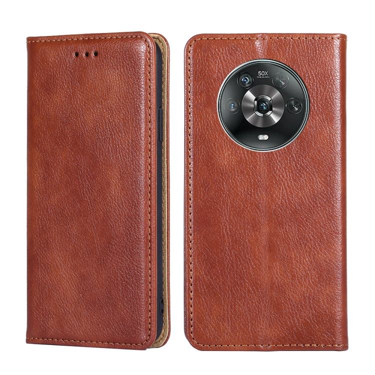 For Honor Magic4 Gloss Oil Solid Color Magnetic Flip Leather Phone Case