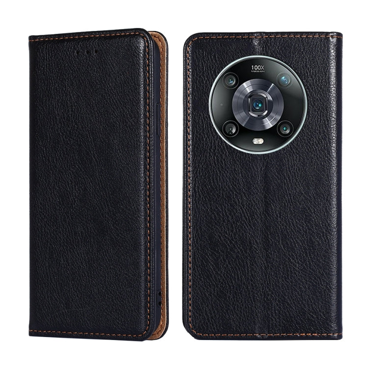 For Honor Magic4 Pro Gloss Oil Solid Color Magnetic Flip Leather Phone Case