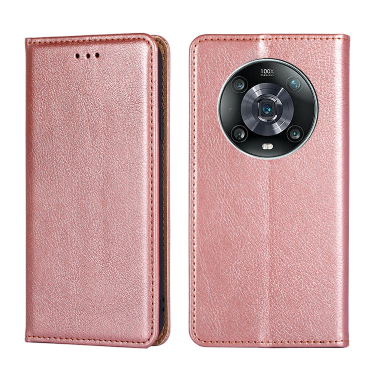 For Honor Magic4 Pro Gloss Oil Solid Color Magnetic Flip Leather Phone Case