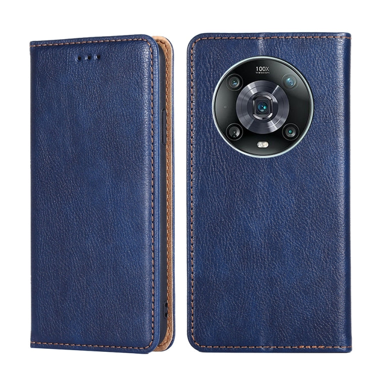 For Honor Magic4 Pro Gloss Oil Solid Color Magnetic Flip Leather Phone Case