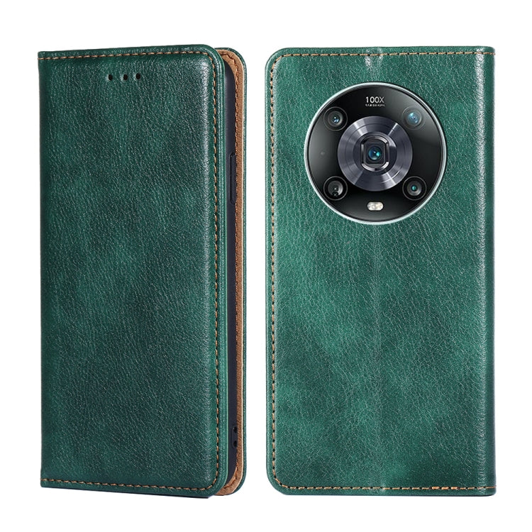 For Honor Magic4 Pro Gloss Oil Solid Color Magnetic Flip Leather Phone Case