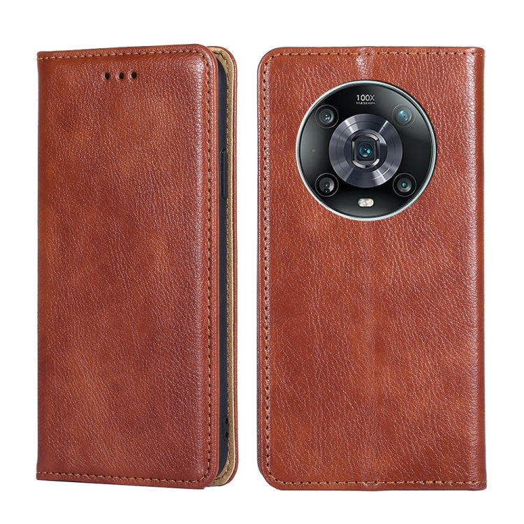 For Honor Magic4 Pro Gloss Oil Solid Color Magnetic Flip Leather Phone Case