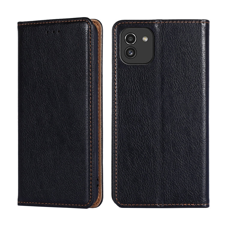 For Samsung Galaxy A03 166mm Gloss Oil Solid Color Magnetic Flip Leather Phone Case