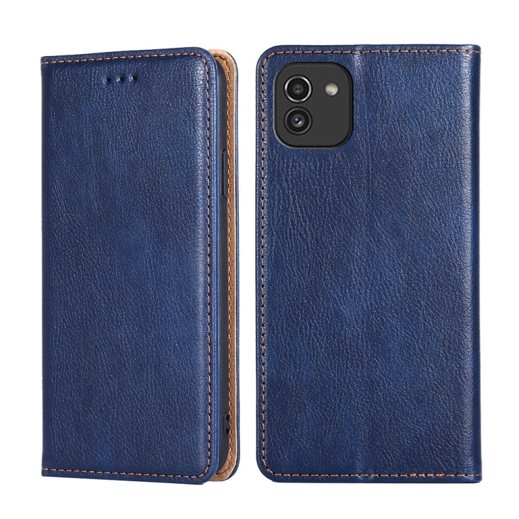 For Samsung Galaxy A03 166mm Gloss Oil Solid Color Magnetic Flip Leather Phone Case