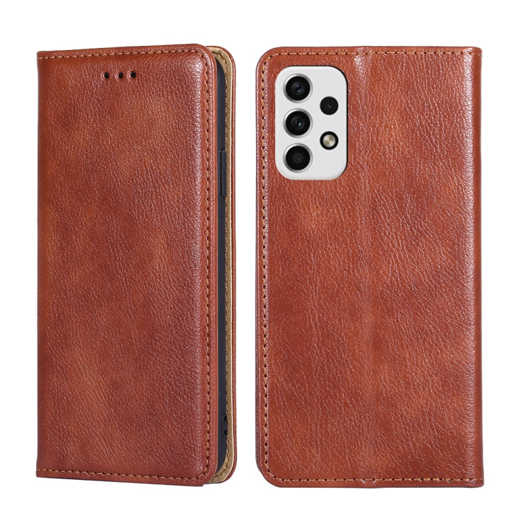 For Samsung Galaxy A23 5G Gloss Oil Solid Color Magnetic Flip Leather Phone Case