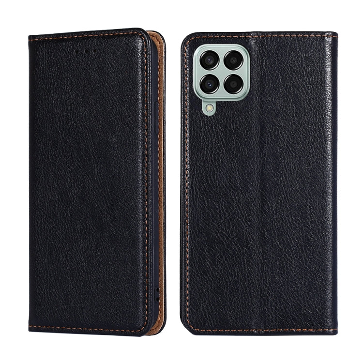 For Samsung Galaxy M33 5G Gloss Oil Solid Color Magnetic Flip Leather Phone Case