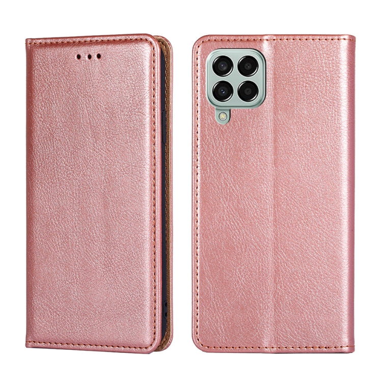 For Samsung Galaxy M33 5G Gloss Oil Solid Color Magnetic Flip Leather Phone Case