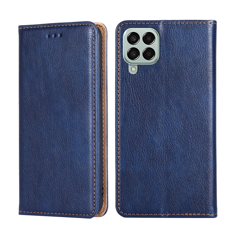 For Samsung Galaxy M33 5G Gloss Oil Solid Color Magnetic Flip Leather Phone Case
