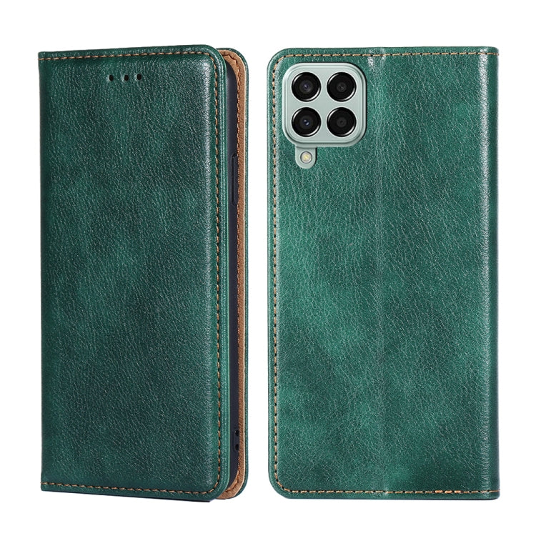 For Samsung Galaxy M33 5G Gloss Oil Solid Color Magnetic Flip Leather Phone Case