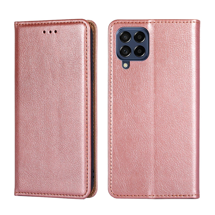 For Samsung Galaxy M53 5G Gloss Oil Solid Color Magnetic Flip Leather Phone Case