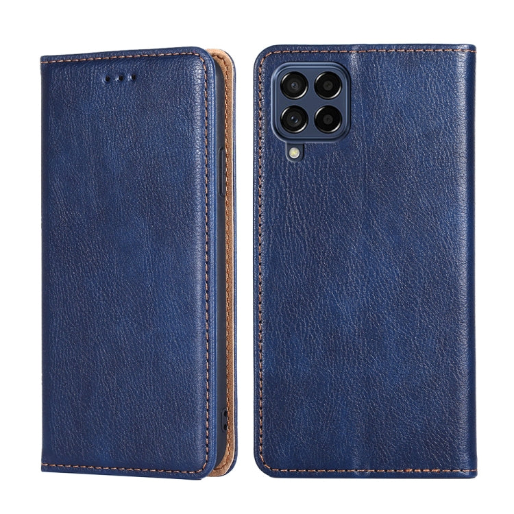 For Samsung Galaxy M53 5G Gloss Oil Solid Color Magnetic Flip Leather Phone Case
