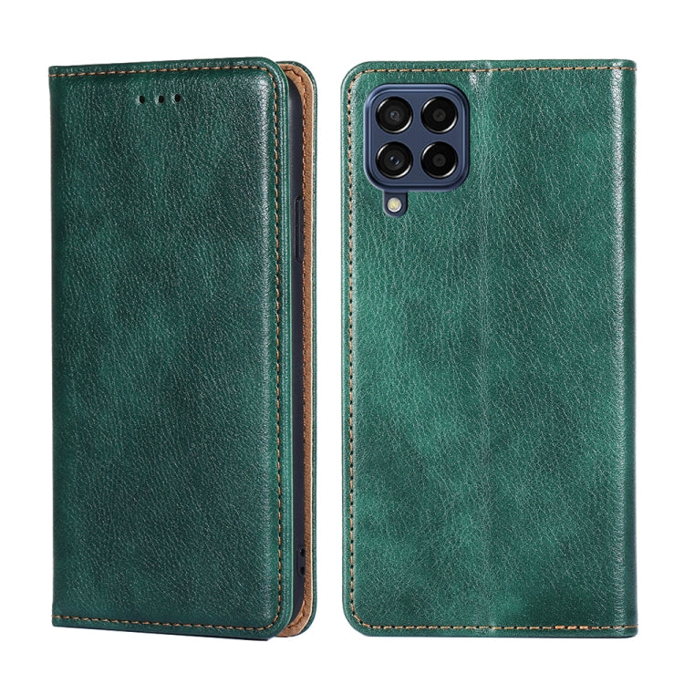 For Samsung Galaxy M53 5G Gloss Oil Solid Color Magnetic Flip Leather Phone Case