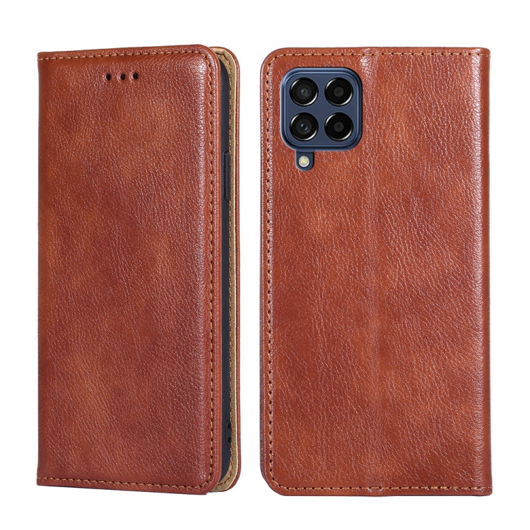 For Samsung Galaxy M53 5G Gloss Oil Solid Color Magnetic Flip Leather Phone Case