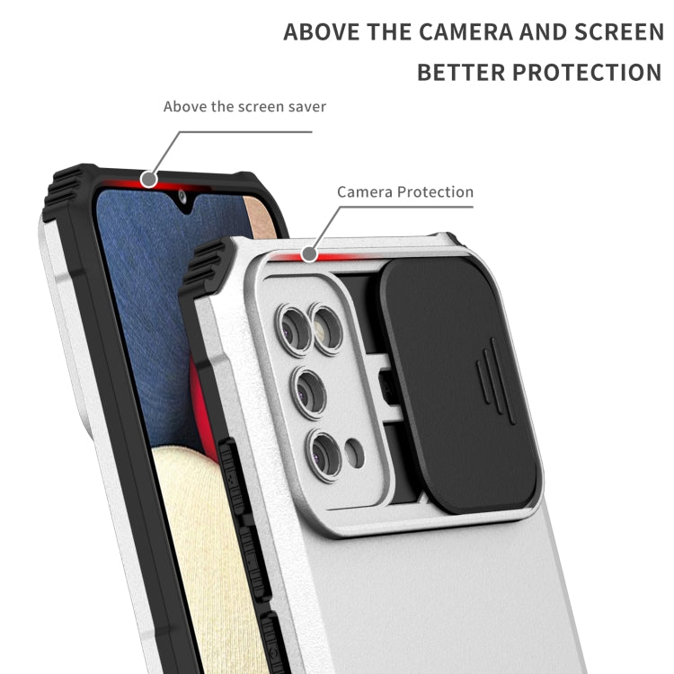 For Samsung Galaxy A02s US Stereoscopic Holder Sliding Camshield Phone Case