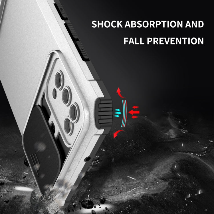 For Samsung Galaxy A02s US Stereoscopic Holder Sliding Camshield Phone Case