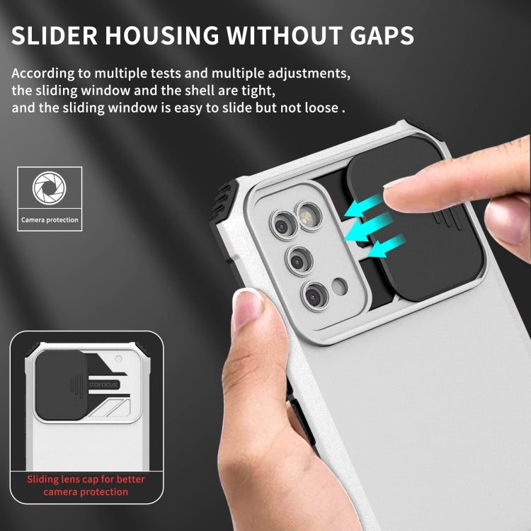 For Samsung Galaxy A02s US Stereoscopic Holder Sliding Camshield Phone Case