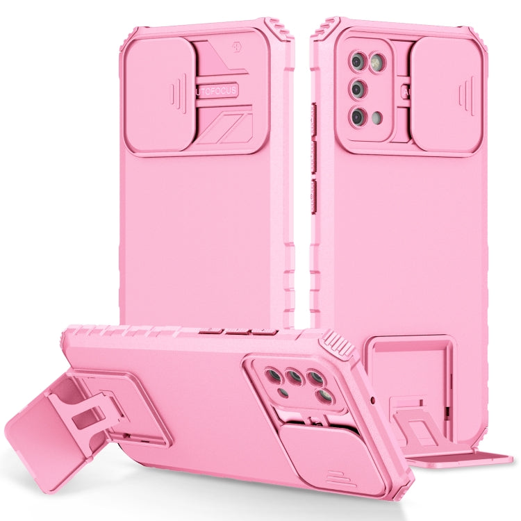 For Samsung Galaxy A02s US Stereoscopic Holder Sliding Camshield Phone Case