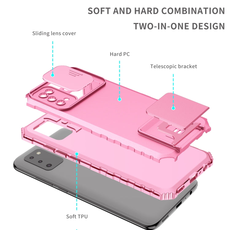 For Samsung Galaxy A02s US Stereoscopic Holder Sliding Camshield Phone Case