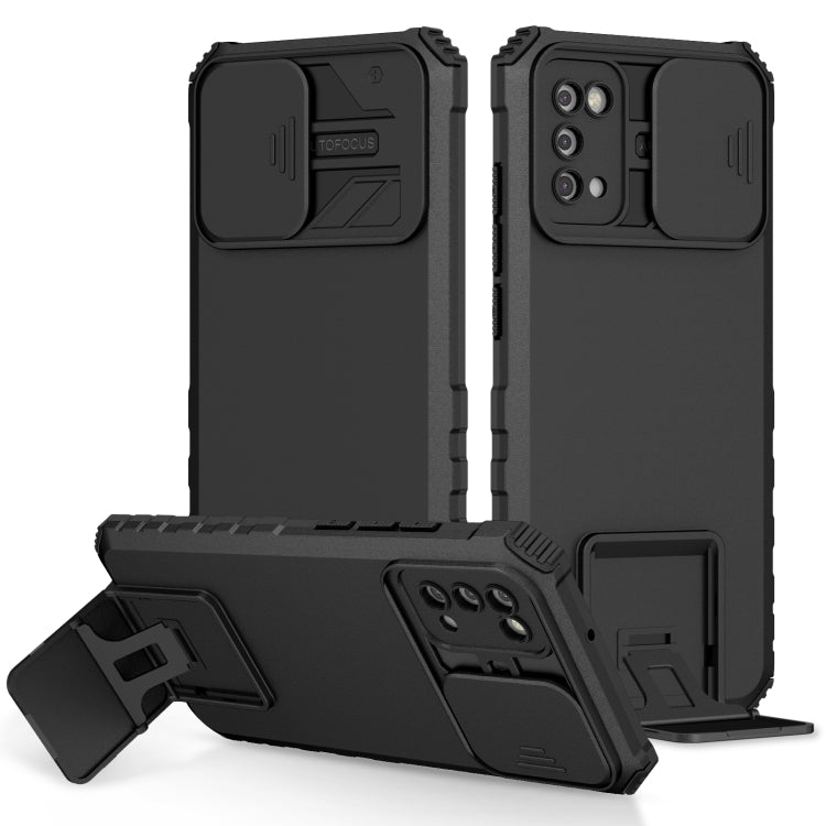 For Samsung Galaxy A02s US Stereoscopic Holder Sliding Camshield Phone Case