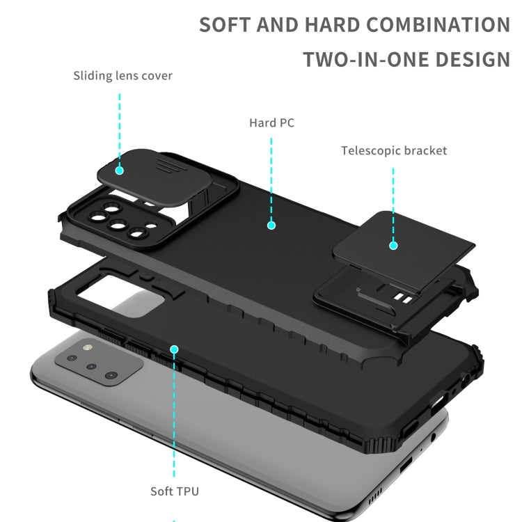 For Samsung Galaxy A02s US Stereoscopic Holder Sliding Camshield Phone Case