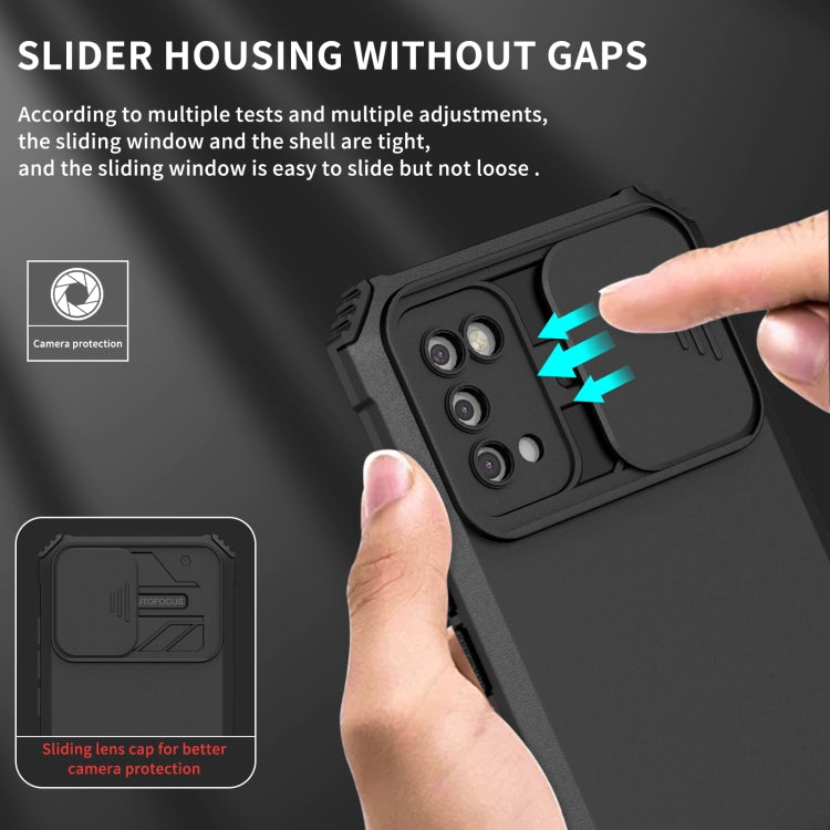 For Samsung Galaxy A02s US Stereoscopic Holder Sliding Camshield Phone Case