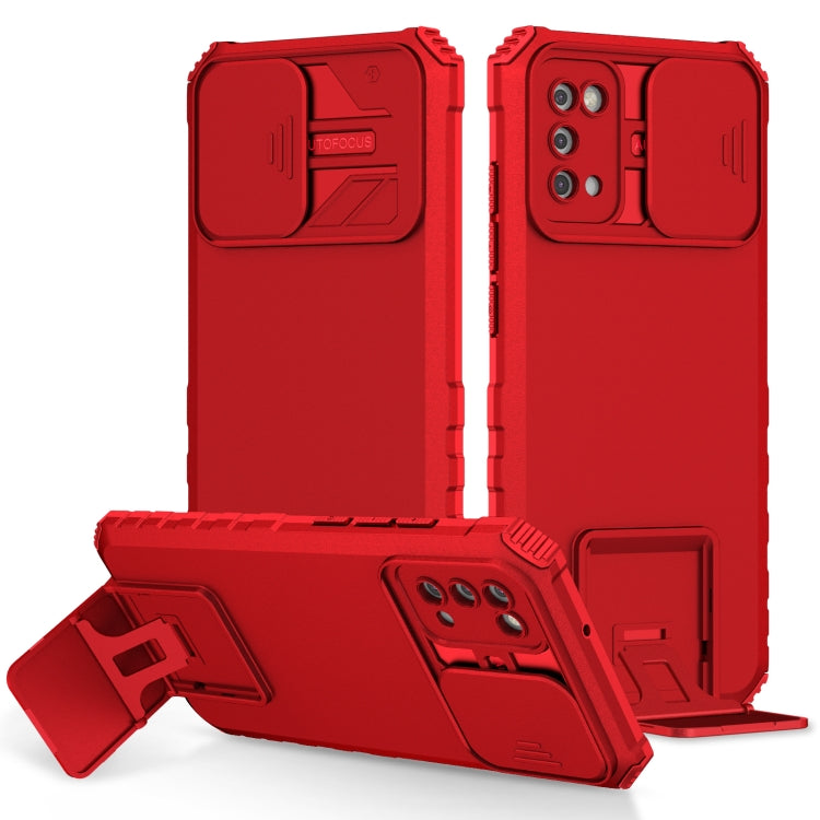 For Samsung Galaxy A02s US Stereoscopic Holder Sliding Camshield Phone Case