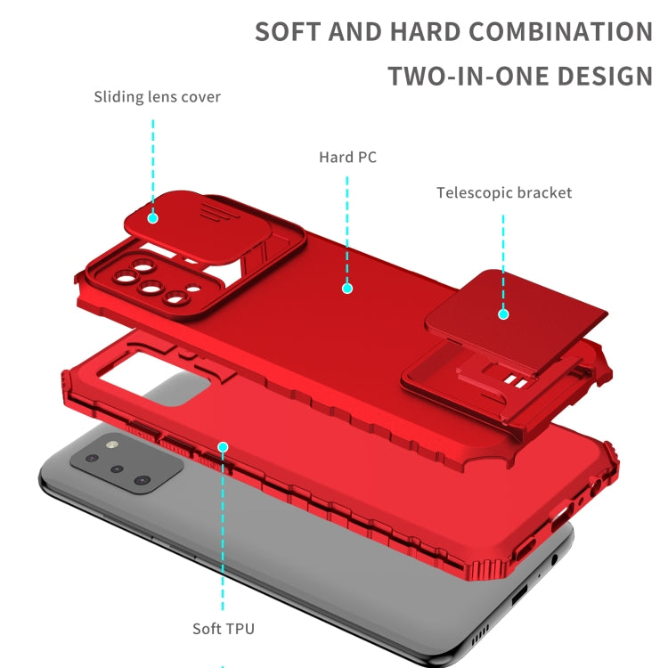 For Samsung Galaxy A02s US Stereoscopic Holder Sliding Camshield Phone Case