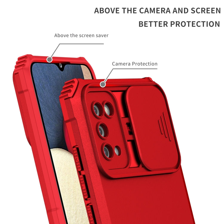 For Samsung Galaxy A02s US Stereoscopic Holder Sliding Camshield Phone Case