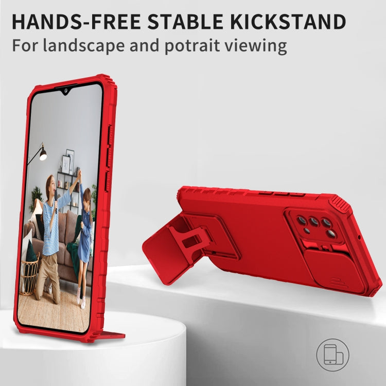 For Samsung Galaxy A02s US Stereoscopic Holder Sliding Camshield Phone Case