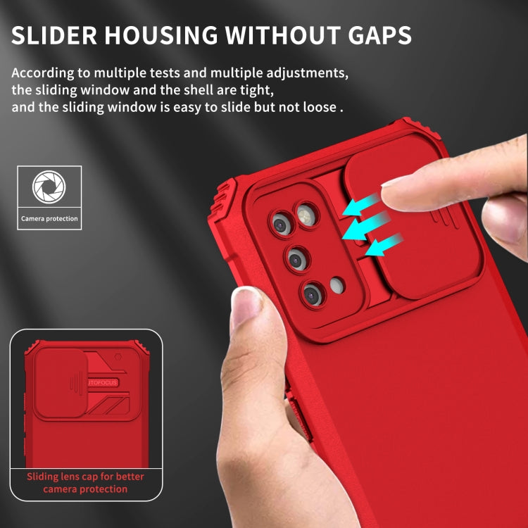 For Samsung Galaxy A02s US Stereoscopic Holder Sliding Camshield Phone Case