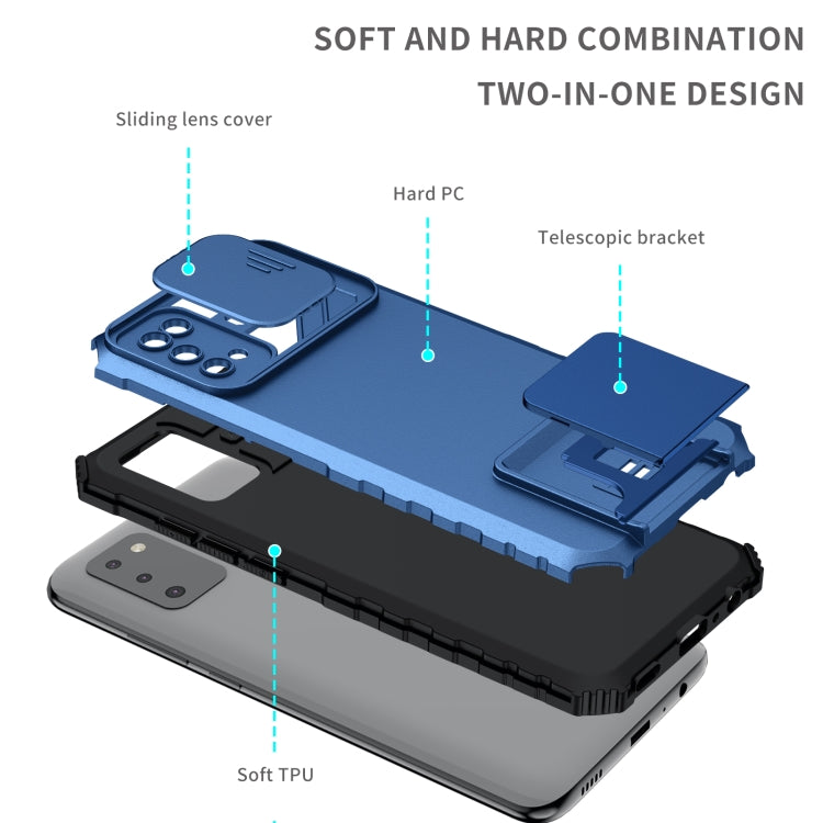 For Samsung Galaxy A02s US Stereoscopic Holder Sliding Camshield Phone Case