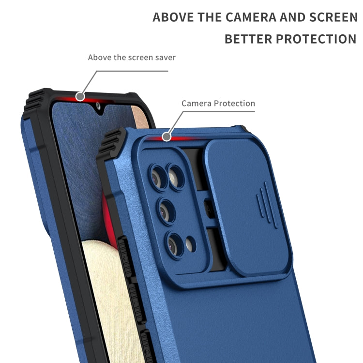 For Samsung Galaxy A02s US Stereoscopic Holder Sliding Camshield Phone Case