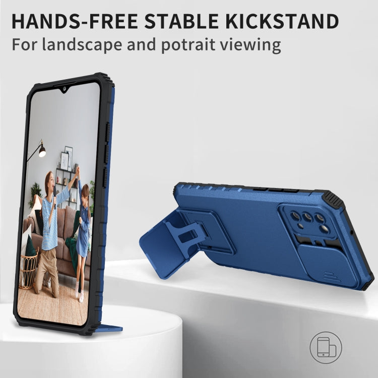 For Samsung Galaxy A02s US Stereoscopic Holder Sliding Camshield Phone Case