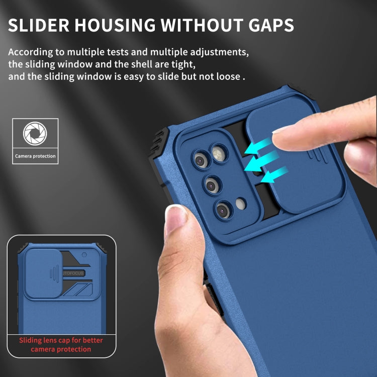 For Samsung Galaxy A02s US Stereoscopic Holder Sliding Camshield Phone Case
