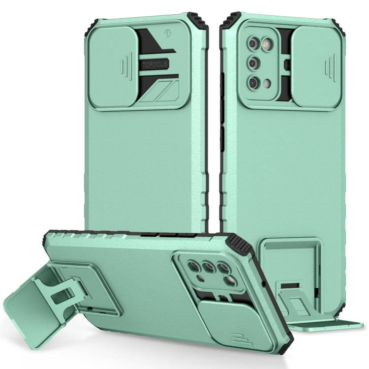 For Samsung Galaxy A02s US Stereoscopic Holder Sliding Camshield Phone Case