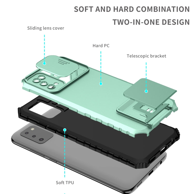 For Samsung Galaxy A02s US Stereoscopic Holder Sliding Camshield Phone Case